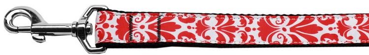 Damask Red Nylon Dog Leash 5/8 inch wide 4ft Long